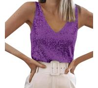 Générique Haut Pailleté Sobre, Camisole Coupe Classique Sans Manches, Top Éclatant Parfait Pour Les Sorties Entre Amis Ou Les Dîners En Ville