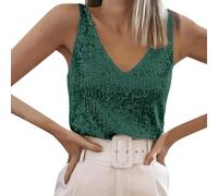 Générique Haut Pailleté Sobre, Camisole Coupe Classique Sans Manches, Top Éclatant Parfait Pour Les Sorties Entre Amis Ou Les Dîners En Ville