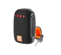 Générique Haut-Parleur Portable 5W Noir sans Fil Bluetooth 5.3 Radio FM Batterie Rechargeable 500mAh USB Clip Support de Guidon Vélo Moto Scooter Trottinette