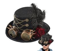 Générique Hauts-de-forme,Chapeau Haut-de-forme Halloween Lunettes Vintage | Couvre-chef Réglable pour Fêtes Renaissance Cosplay Ados Femmes Hommes Adultes