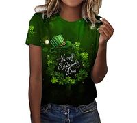 Générique Hauts pour Femme - Tunique Amusante la Saint-Patrick Imprimé trèfle Irlandais T-Shirt Vert décontracté à Manches Courtes Fantaisie Vêtements de Rue