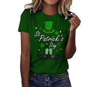 Générique Hauts pour Femme - Tunique Amusante la Saint-Patrick Imprimé trèfle Irlandais T-Shirt Vert décontracté à Manches Courtes Fantaisie Vêtements de Rue
