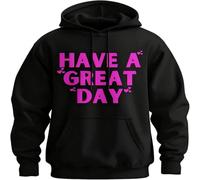 Générique Have A Great Day Hoodie with Middle Fingers, 2025 Halloween Skull Pocket Hoodie, Sarcastic Unisex Pullover (Black/Pink,Grand)