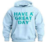 Générique Have A Great Day Hoodie with Middle Fingers, 2025 Halloween Skull Pocket Hoodie, Sarcastic Unisex Pullover (Light Blue/Teal,TP)