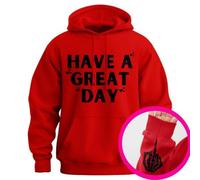 Générique Have A Great Day Hoodie with Middle Fingers, 2025 Halloween Skull Pocket Hoodie, Sarcastic Unisex Pullover (Red/Black,TG)