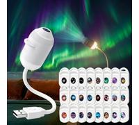 Générique HD Smart Dynamic 5D Holographic Night Light Projector, Starry Sky Projection Night Light with 3/6/12/24 Projection Films, Plug and Play HD Star USB Galaxy & Moon Projector NightLight (24)