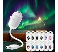 Générique HD Smart Dynamic 5D Holographic Night Light Projector, Starry Sky Projection Night Light with 3/6/12/24 Projection Films, Plug and Play HD Star USB Galaxy & Moon Projector NightLight (12)