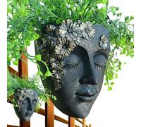 Générique Head Wall Planter - Resin Face Planter Pot | Wall Mounted Holder, Decorative Flowerpot, Cute Lady Face Vase, Indoor Outdoor Garden Accent, Porch Balcony Kitchen Living Room Ornament