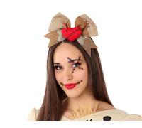 Generique - Headband Voodoo Doll Heart with Bow Halloween Accessories Brown/Red