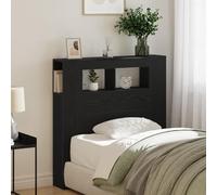 Générique Headboard de Rangement avec lumières LED Chêne Noir 100x18,5x103,5 cm,Têtes et Pieds de lit,18.4KG-863113