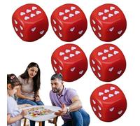 Générique Heart-Dot Acrylic Dice-6-Piece Rounded Corner Set, Whimsical Collectible Board Game Accessory, Romantic Tabletop Party Tool, Durable Travel Entertainment Part | for Couples