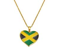Générique Heart Enamel Jamaica Pendant Necklaces Jewellery Gold Color Jewelry Jamaican Flag Jewelry heart-shaped charm for men and women (necklace pendant)