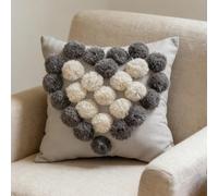 Générique Heart Pom-Pom Throw Pillow Cover,Cute Soft Heart Ball Square Decorative Pillowcase,Fashion Plush Pillow Covers for Sofa Living Room Bedroom Decor