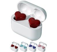 Générique Heart Shape Wireless Noise Cancelling in-Ear Gaming Headset with LED Touch Control, Bluetooth 5.3 Earbuds with Charging Case Microphones, with LED Touch Control, for Valentine's Day (Red)