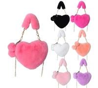 Générique Heart Shaped Bag, Handheld Artificial Leather And Plush