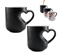 Générique Heart-Shaped Color Changing Ceramic Mug,Heart Shaped Handle Ceramic Coffee cup,That Reveals Design When Filled with Hot Beverage,Valentine's Day & Mother's Day gift Giving (1pcs)