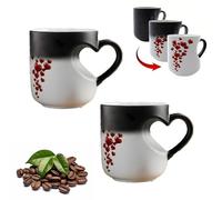 Générique Heart-Shaped Color Changing Magic Ceramic Mug, surprise design when filled with hot beverage, Heart Handle Design for Valentine’s Day, Anniversary, Birthday Gifts (2Pcs)