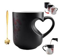 Générique Heart-Shaped Color Changing Magic Ceramic Mug,Valentine's Day Heart Shaped Handle Ceramic Coffee Cup,Novelty Funny Heat Sensitive Coffee Cup,Gift for Birthday Anniversary Christmas