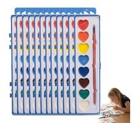 Générique Heart Watercolor Paint Set, Portable Mini 8 Colors Watercolor Paint Set with Palette Lid & Paintbrush, Valentines Party Gift for Classroom Favor Goodies Bags Prizes Exchange (12Pcs)