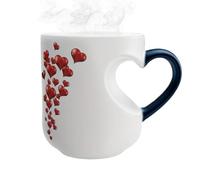 Générique Heat Changing Mug | 325ml Heart Shape Beverage Cup,Ceramic Novelty Coffee Mugs With Handle,4.13x3.15x3.54 Inches Morning Evening Home Kitchen Travel Party