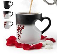Générique Heat Changing Mug Heart, 330mL Heart-Shaped Color Changing Magic Ceramic Mug with Ergonomic Handle, Premium Jingdezhen Ceramics Heat Sensitive Coffee Cup, Romantic Gifts for Couples (1 PC)