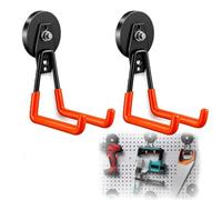 Générique Heavy-Duty Magnetic Hooks - 2 Pack Heavy Duty Magnetic Double-Claw Hook - Rubber Coated Non-Slip Garage Magnets for Tool Storage, Van, Shed & Workshop (M*2)