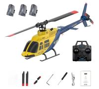 Générique Hélicoptère A60 206 RC, modèle réduit à Distance 1/42, 2,4 GHz, 4 canaux, sans Barre stabilisatrice, avec Maintien de l'altitude par Flux Optique, Avion RC pour Adultes,Jaune,3 Batteries