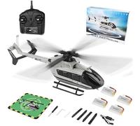 Générique Hélicoptère radiocommandé K160 EC-145 pour Adultes, échelle 1:32, 4 canaux, sans Barre stabilisatrice, Moteur brushless à 4 pales, Avion Militaire avec Maintien d'altitude (RTF),4 Battery