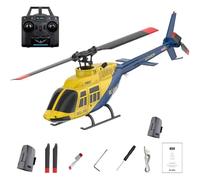 Générique Hélicoptère RC à l'échelle 1/42 A60 avec décollage/atterrissage à Une Touche, système gyroscopique 2,4G 6CH 6G, Maintien d'altitude et Flux Optique pour débutants, RTF,Jaune,2 Battery