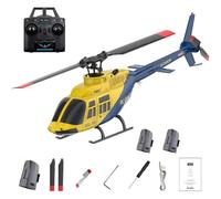 Générique Hélicoptère RC à l'échelle 1/42 A60 avec décollage/atterrissage à Une Touche, système gyroscopique 2,4G 6CH 6G, Maintien d'altitude et Flux Optique pour débutants, RTF,Jaune,3 Battery