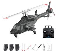 Générique Hélicoptère RC à Rotor Unique A61 avec télécommande 2,4 GHz, modèle d'hélicoptère RC 4 canaux à l'échelle 1/53 avec décollage/atterrissage à Une Touche pour Les passionnés,Noir,3 Battery