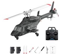 Générique Hélicoptère RC à Rotor Unique A61 avec télécommande 2,4 GHz, modèle d'hélicoptère RC 4 canaux à l'échelle 1/53 avec décollage/atterrissage à Une Touche pour Les passionnés,Noir,2 Battery