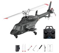 Générique Hélicoptère RC A6, échelle 1/52, 2,4 GHz, 4 canaux, Rotor Unique, décollage et atterrissage à l'aide d'une Seule Touche, pour Adultes,Noir,1 Battery