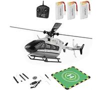 Générique Hélicoptère RC K160, modèle d'avion RC sans Barre à 4 hélices 2.4G 4CH pour débutants avec Manette des gaz réglable, Maintien de l'altitude et contrôle à Une Touche,3 Battery