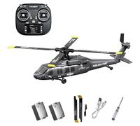 Générique Hélicoptère RC K200 Simulation 6CH, hélicoptère acrobatique télécommandé avec Gyroscope 6 Axes 2,4 GHz et positionnement par Flux Optique,Gris,2 Batteries
