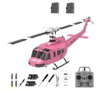 Générique Hélicoptère télécommandé UH-1 pour Adultes, RC C032 1/48 échelle 6 canaux 2,4 G gyro stabilisé avec vol inversé 3D Roulant - RTF,Rose,2 Battery