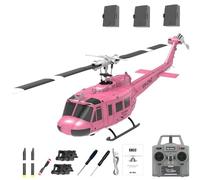 Générique Hélicoptère télécommandé UH-1 pour Adultes, RC C032 1/48 échelle 6 canaux 2,4 G gyro stabilisé avec vol inversé 3D Roulant - RTF,Rose,3 Battery