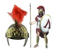 Générique Helmet For Adults | PP & Natural, 25x19cm Inner | Roman Centurion Hat For Costume Parties | Medieval Gladiator Helmet With Plume F́or Cosplay & Themed Events