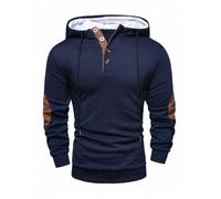 Générique Henley Sweat Homme 1/4 Bouton Jacquard Pull Hiver Sweats à Capuche Manches Longues Automne Hiver Sweatshirts avec Cordon de Serrage Chaud Décontracté Hoodie Streetwear