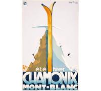 Générique Henry REB, Reproduction Affiche Vintage, Décoration Murale, Chamonix Mont-Blanc, Été-Hiver, Papier Satiné, 30x19 cm à 100x63 cm, Format Portrait (38x60cm)