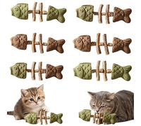 Générique Herbe à Chat et Vigne argentée, à mâcher créative en os de Poisson, bâton de Nettoyage des Dents en Bois Naturel for Chats, à mâcher, lécher, soulager l'ennui, adapté aux Chats et(6pcs)