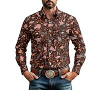 Générique Herren Camouflage Langarm Knopfhemd mit Zwei Brusttaschen | Atmungsaktiver Stoff, klassischer Spitzkragen, zwei Brusttaschen. Ideal für Freizeit, Arbeit und Outdoor-Aktivitäten