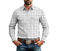 Générique Herren Karo Langarm Knopfhemd mit Zwei Brusttaschen | Atmungsaktiver Stoff, klassischer Spitzkragen, zwei Brusttaschen. Ideal für Freizeit, Arbeit und Outdoor-Aktivitäten