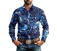 Générique Herren Marmor Langarm Knopfhemd mit Zwei Brusttaschen | Atmungsaktiver Stoff, klassischer Spitzkragen, zwei Brusttaschen. Ideal für Freizeit, Arbeit und Outdoor-Aktivitäten