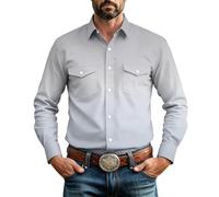 Générique Herren Ombre Langarm Knopfhemd mit Zwei Brusttaschen | Atmungsaktiver Stoff, klassischer Spitzkragen, zwei Brusttaschen. Ideal für Freizeit, Arbeit und Outdoor-Aktivitäten