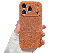 Générique High-End Glitter Electroplated Case, Luxury Glitter Frosted Phone Case Finish Shiny Full Body for iPhone 17/16/15/14/13/12/ Pro Max (Orange,iPhone 14 Plus)