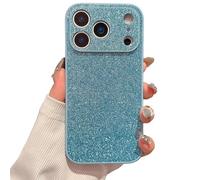 Générique High-End Glitter Electroplated Case, Luxury Glitter Frosted Phone Case Finish Shiny Full Body for iPhone 17/16/15/14/13/12/ Pro Max (Blue,iPhone 15 Plus)