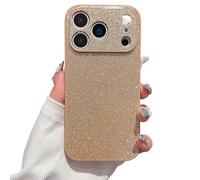 Générique High-End Glitter Electroplated Case, Luxury Glitter Frosted Phone Case Finish Shiny Full Body for iPhone 17/16/15/14/13/12/ Pro Max (Golden,iPhone 15 Plus)
