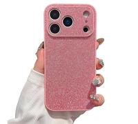 Générique High-End Glitter Electroplated Case, Luxury Glitter Frosted Phone Case Finish Shiny Full Body for iPhone 17/16/15/14/13/12/ Pro Max (Pink,iPhone 14 Plus)
