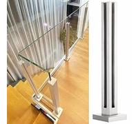 Générique High Metal Glass Railing System, 80cm/90cm/100cm Indoor Glass Balustrade Posts for Balcony & Steps, Silver End Post, H120cm (47.2") - Durable Glass Fence Enclosure